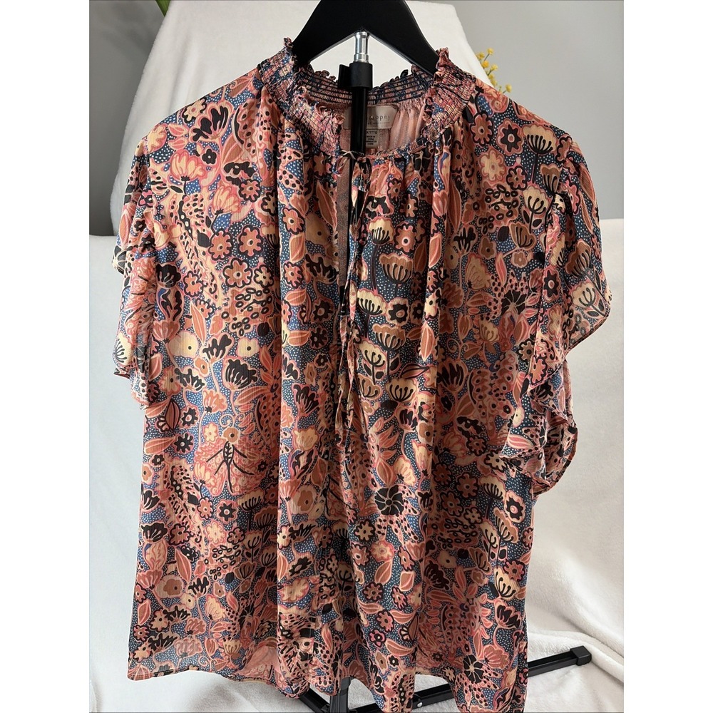 Women's Philosophy Sheer Orange Floral Top  Size 3X Peasant Flowy Cottage Boho‎